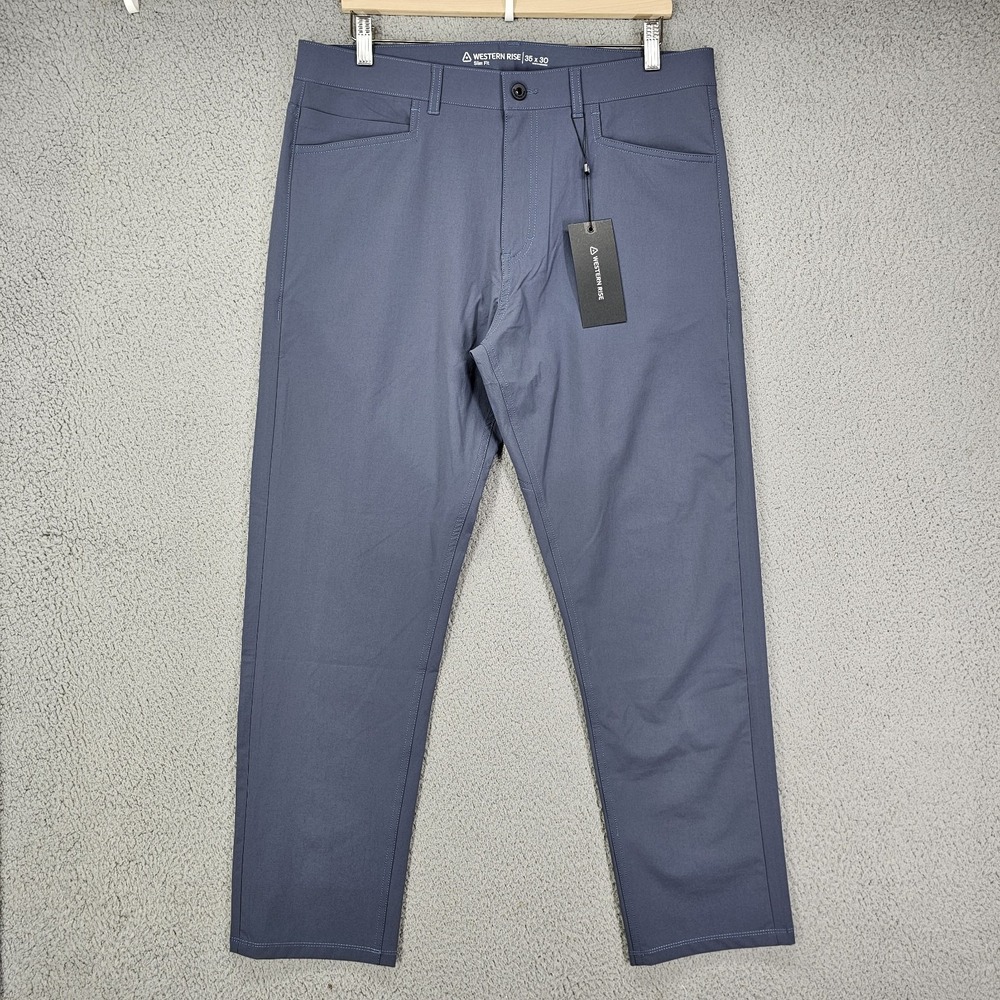 Western Rise Evolution Pants Mens 35x30 Blue Slim Fit Lightweight Stretch Golf